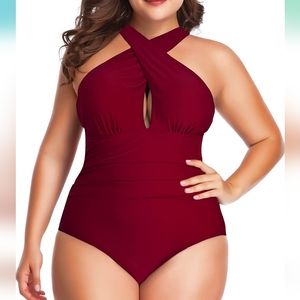 Deep red convertible bathing suit NWT
